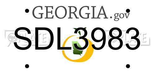 SDL3983 Georgia License Plate