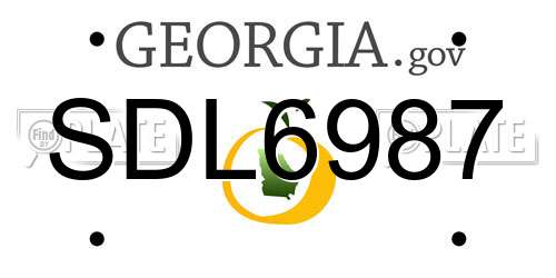 SDL6987 Georgia License Plate