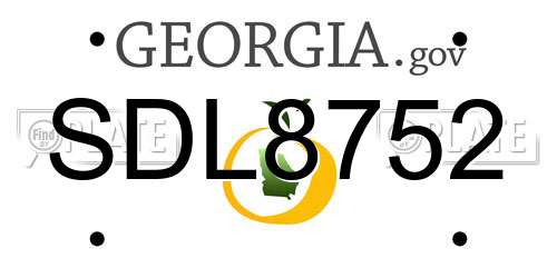 SDL8752 Georgia License Plate