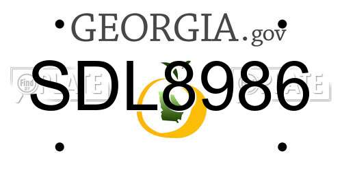SDL8986 Georgia License Plate