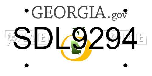 SDL9294 Georgia License Plate