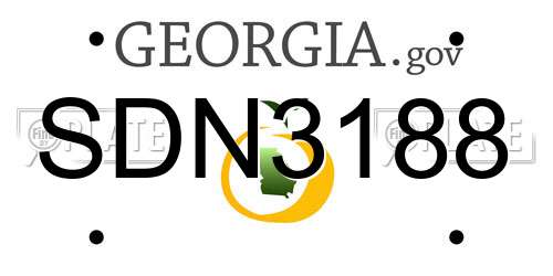 SDN3188 Georgia License Plate