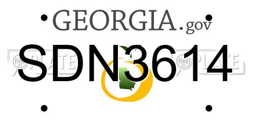 SDN3614 Georgia License Plate