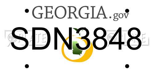 SDN3848 Georgia License Plate