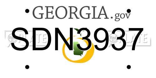 SDN3937 Georgia License Plate