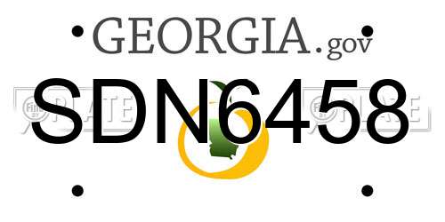 SDN6458 Georgia License Plate