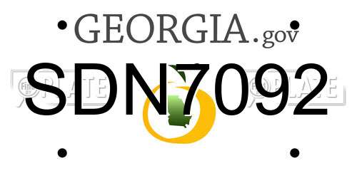 SDN7092 Georgia License Plate
