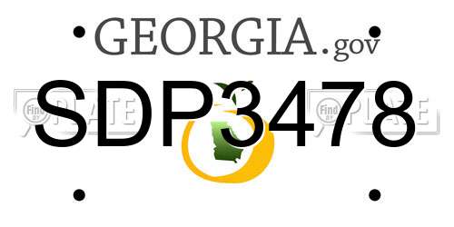 SDP3478 Georgia License Plate