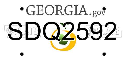 SDQ2592 Georgia License Plate