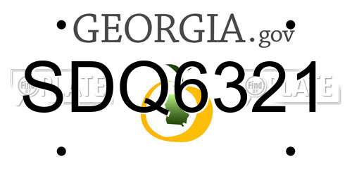 SDQ6321 Georgia License Plate