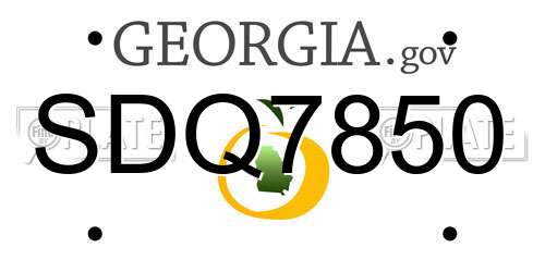 SDQ7850 Georgia License Plate