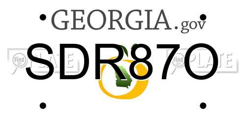 SDR87O Georgia License Plate