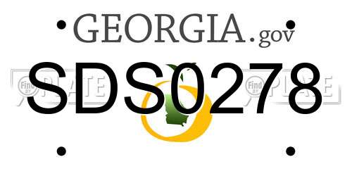 SDS0278 Georgia License Plate