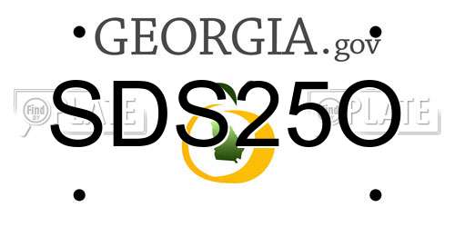 SDS25O Georgia License Plate