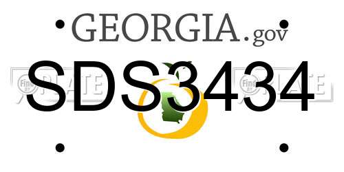 SDS3434 Georgia License Plate
