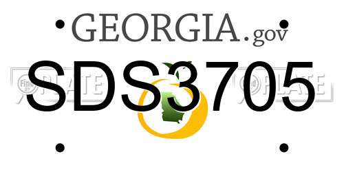 SDS3705 Georgia License Plate