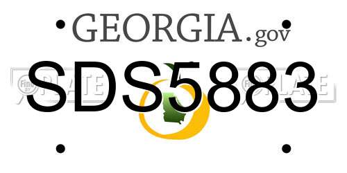 SDS5883 Georgia License Plate