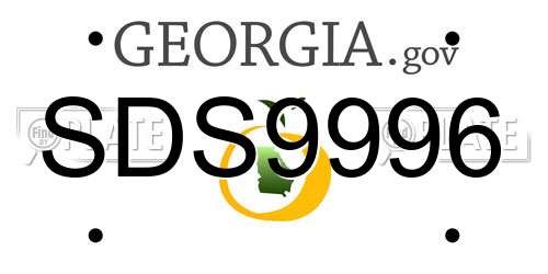 SDS9996 Georgia License Plate