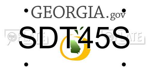 SDT45S Georgia License Plate