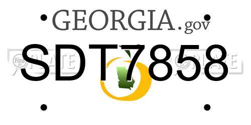 SDT7858 Georgia License Plate