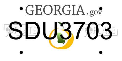 SDU3703 Georgia License Plate
