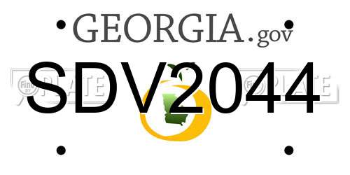 SDV2044 Georgia License Plate