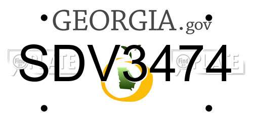 SDV3474 Georgia License Plate