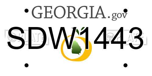 SDW1443 Georgia License Plate