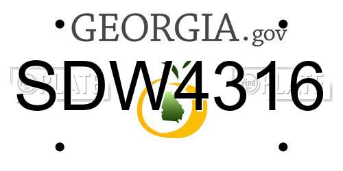SDW4316 Georgia License Plate