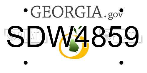 SDW4859 Georgia License Plate