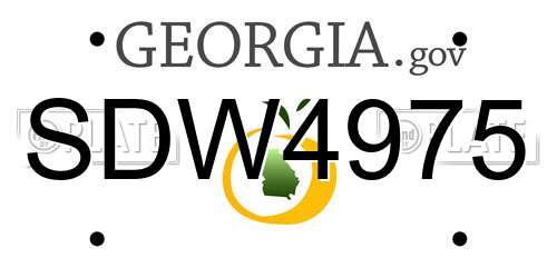 SDW4975 Georgia License Plate