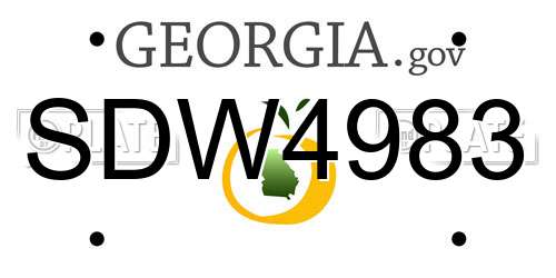 SDW4983 Georgia License Plate