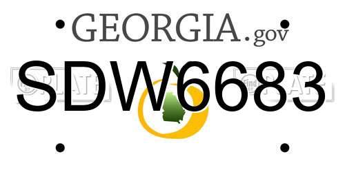 SDW6683 Georgia License Plate