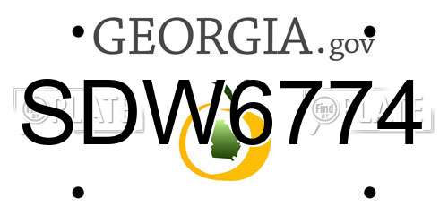 SDW6774 Georgia License Plate