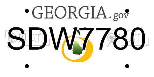 SDW7780 Georgia License Plate