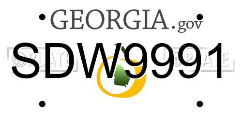 SDW9991 Georgia License Plate