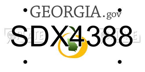 SDX4388 Georgia License Plate