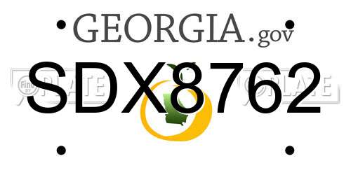 SDX8762 Georgia License Plate