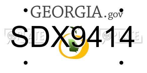 SDX9414 Georgia License Plate