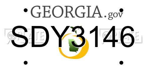 SDY3146 Georgia License Plate