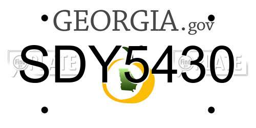 SDY5430 Georgia License Plate
