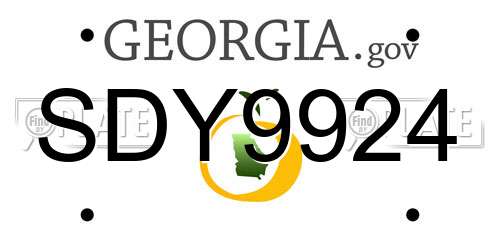 SDY9924 Georgia License Plate
