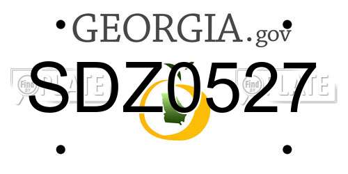 SDZ0527 Georgia License Plate