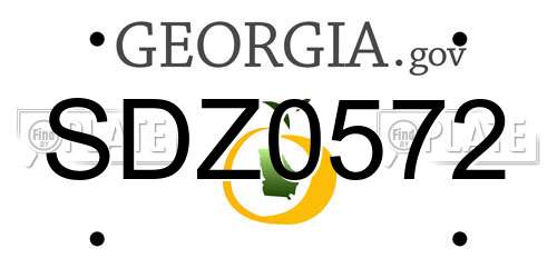 SDZ0572 Georgia License Plate