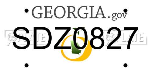 SDZ0827 Georgia License Plate