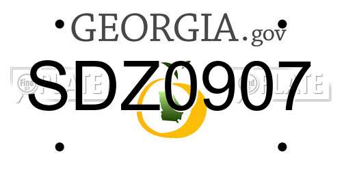 SDZ0907 Georgia License Plate