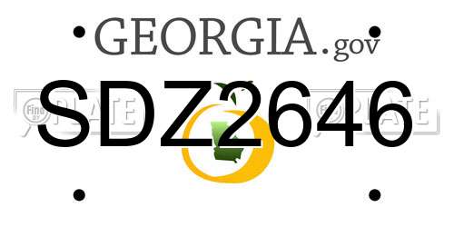 SDZ2646 Georgia License Plate