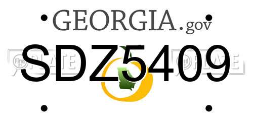 SDZ5409 Georgia License Plate