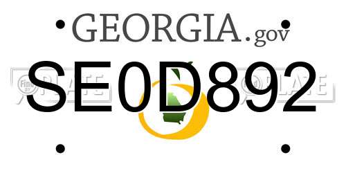 SE0D892 Georgia License Plate