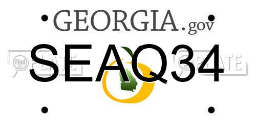 SEAQ34 Georgia License Plate